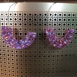 Purple Glitter Hoop Earrings